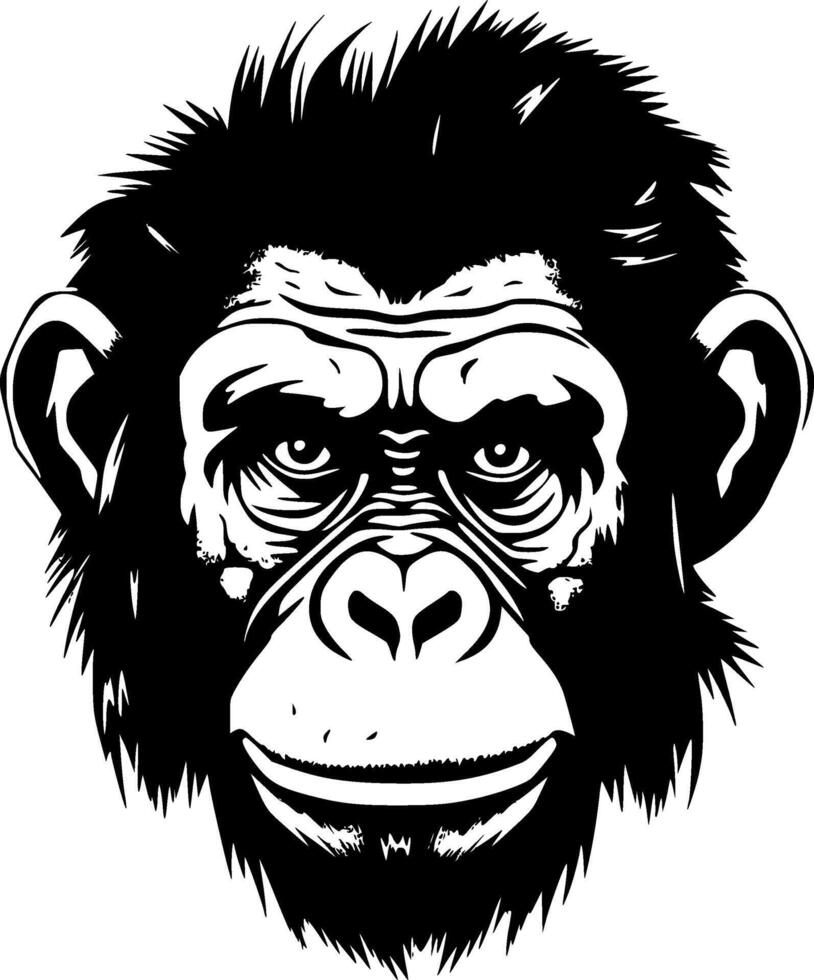 Chimpanzee - Black and White Isolated Icon - illustration vector