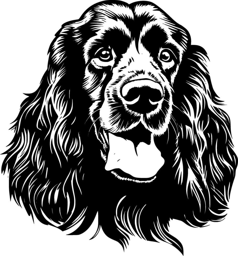 Cocker Spaniel - Black and White Isolated Icon - illustration vector