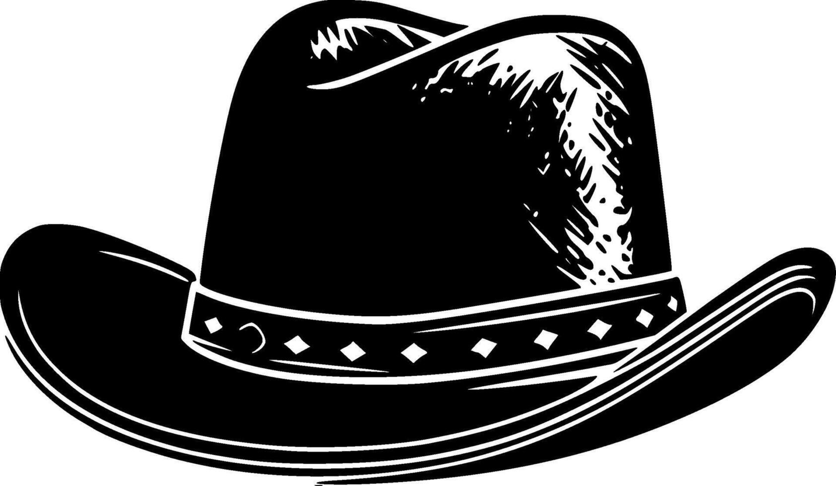 Cowboy Hat - Black and White Isolated Icon - illustration vector