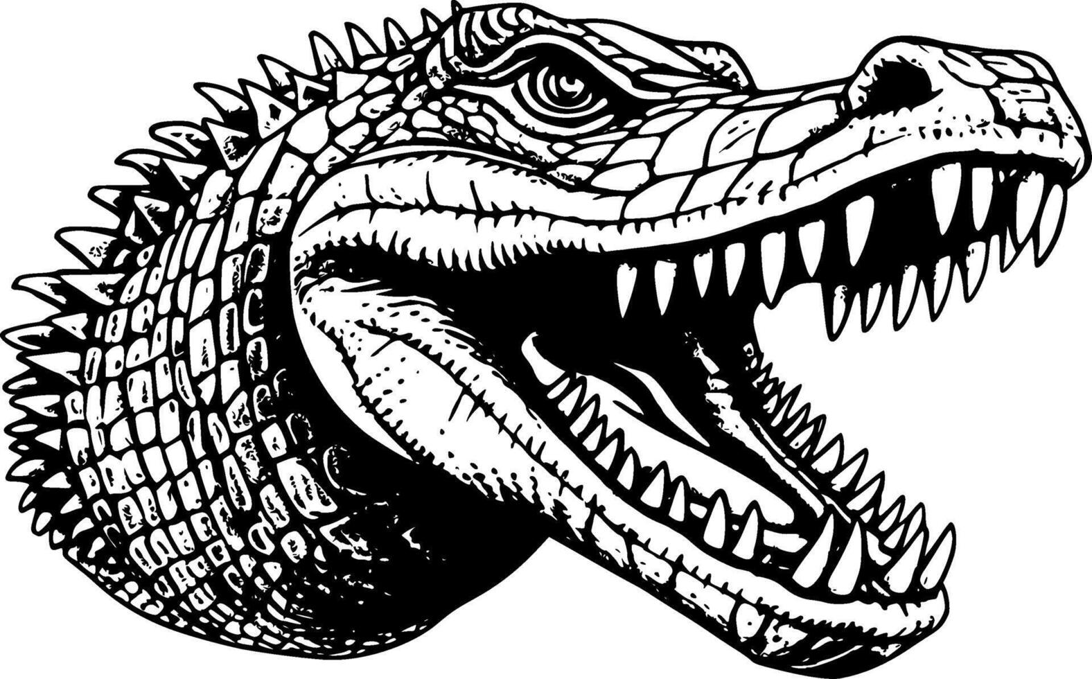 Crocodile, Black and White illustration vector
