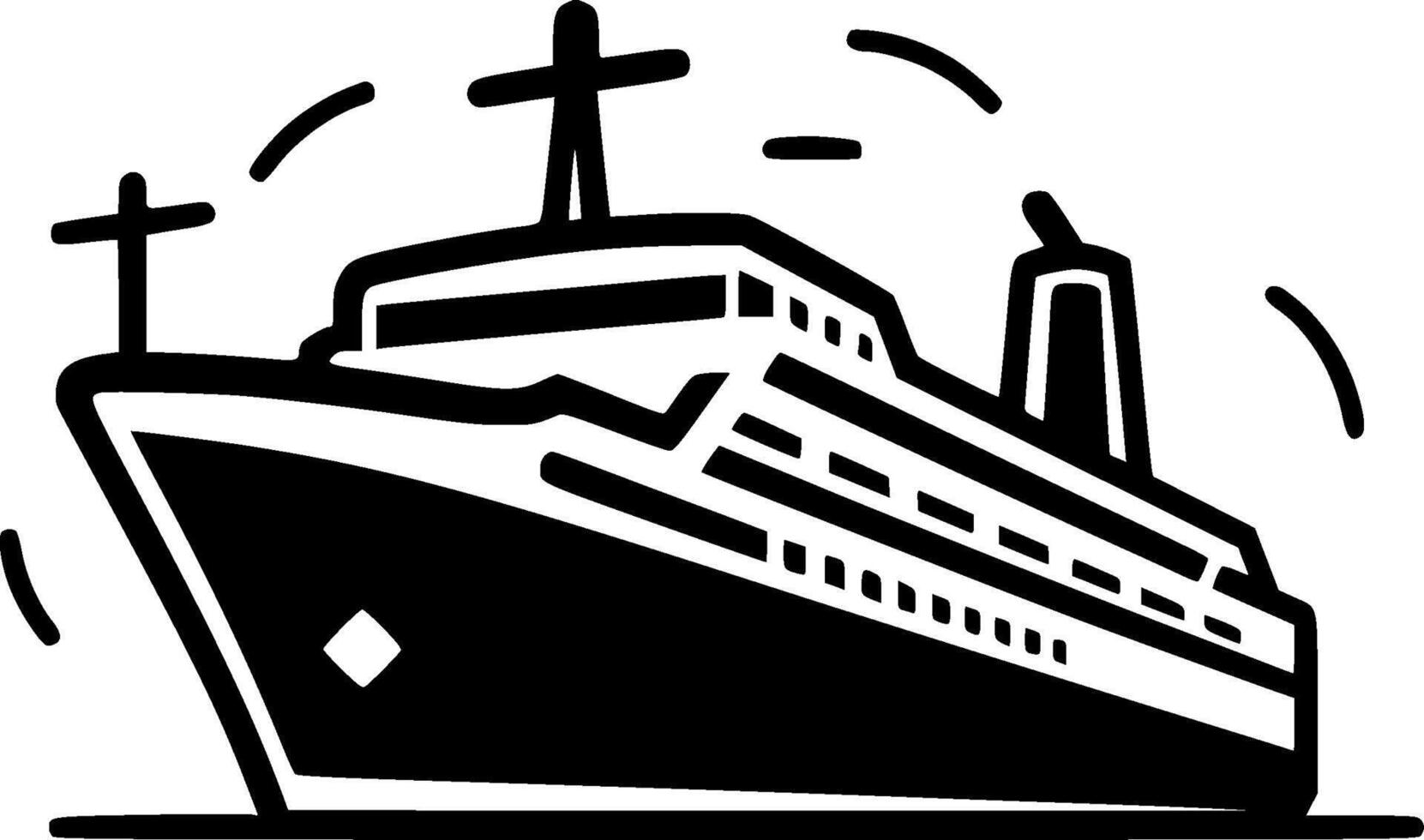 Cruise, Black and White illustration vector