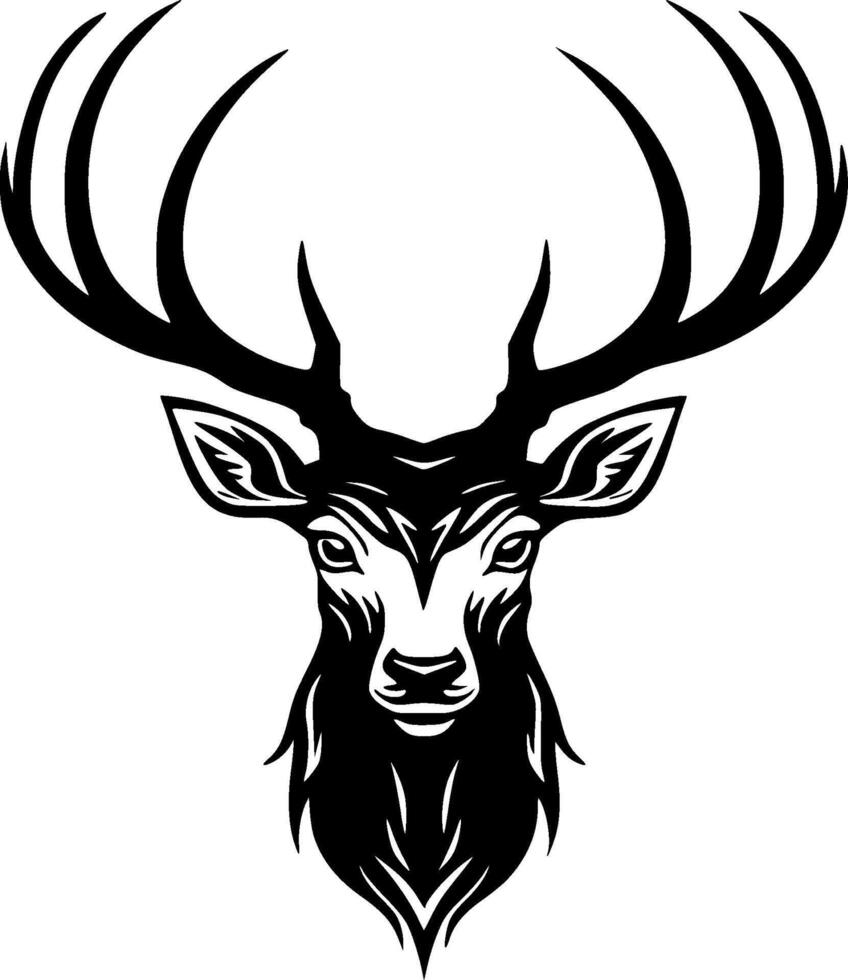 Deer - Black and White Isolated Icon - illustration vector