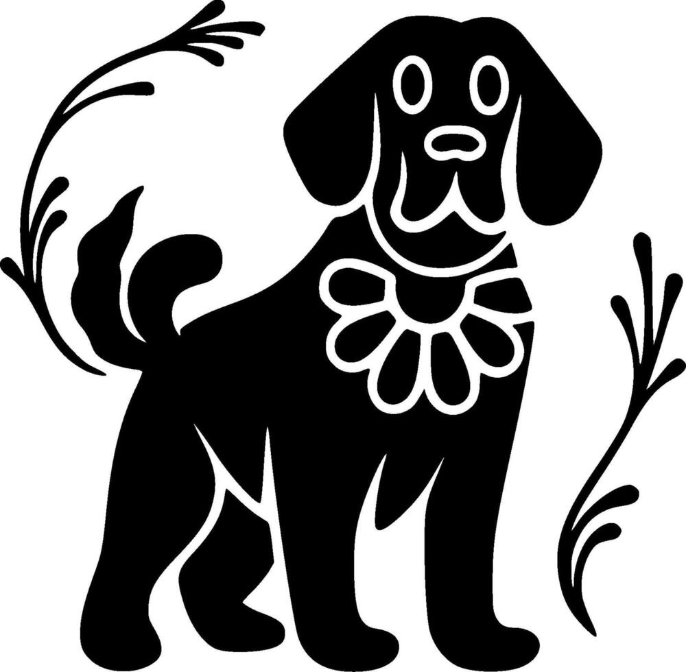 Dog, Black and White illustration vector