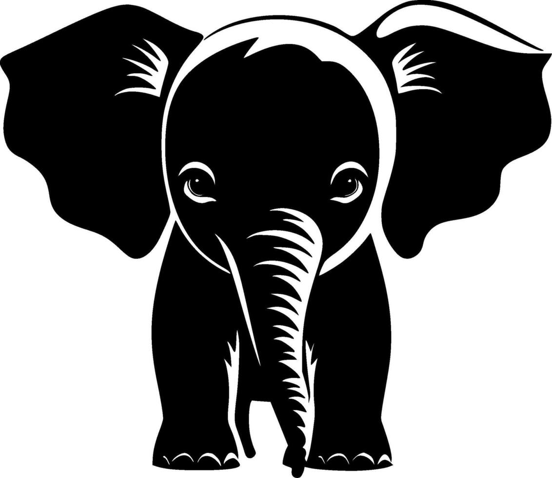 Elephant Baby, Black and White illustration vector