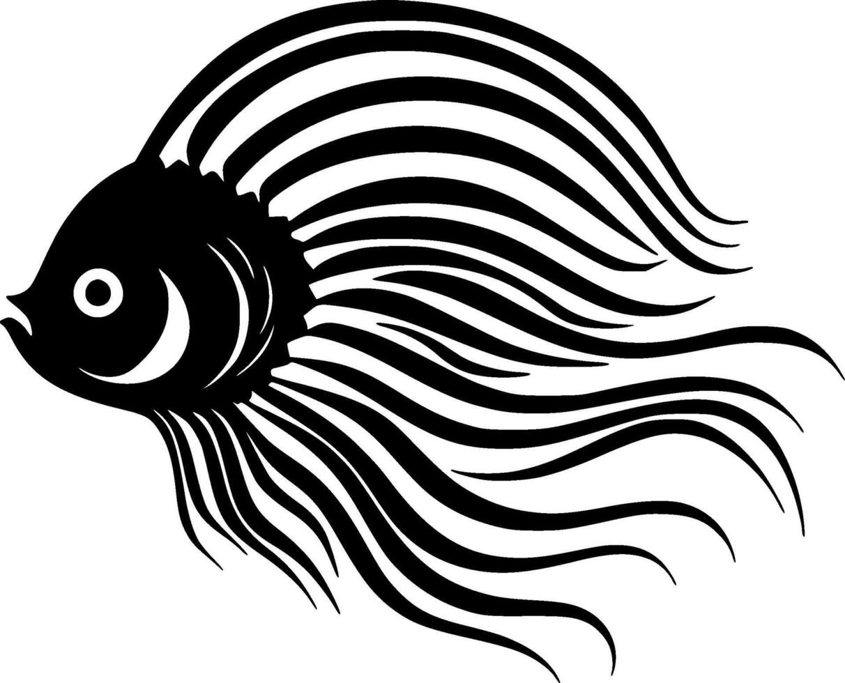 Fish - Black and White Isolated Icon - illustration vector