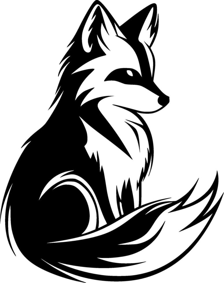 Fox, Black and White illustration vector