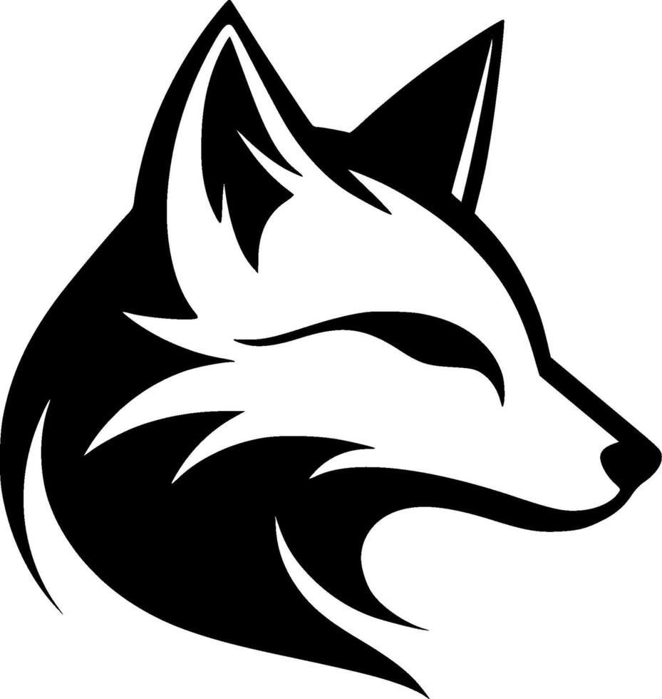 Fox - Black and White Isolated Icon - illustration vector