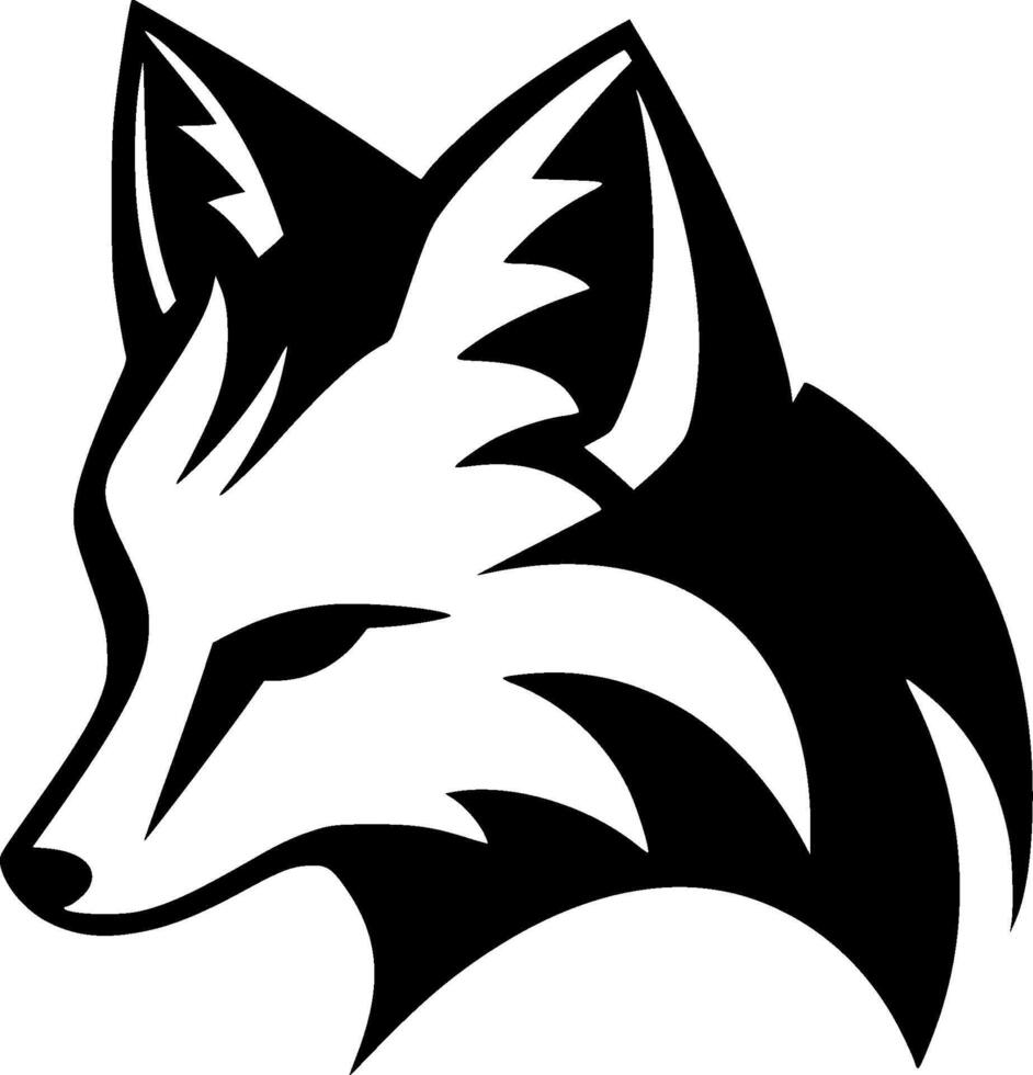 Fox - Black and White Isolated Icon - illustration vector