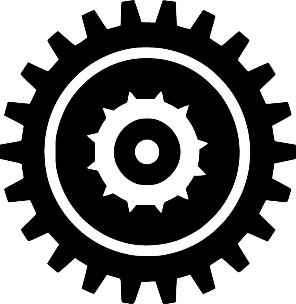 Gear - Black and White Isolated Icon - illustration vector