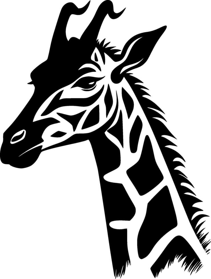 Giraffe - Black and White Isolated Icon - illustration vector