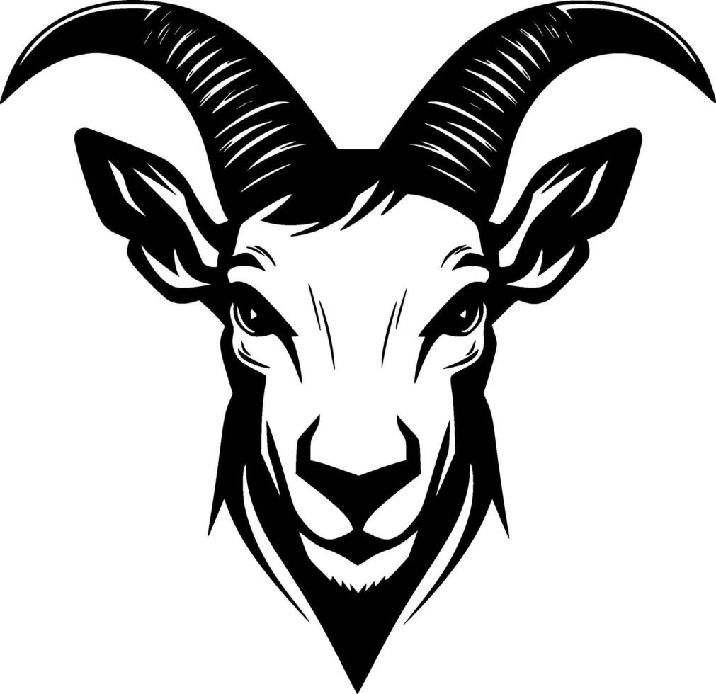 Goat, Black and White illustration vector
