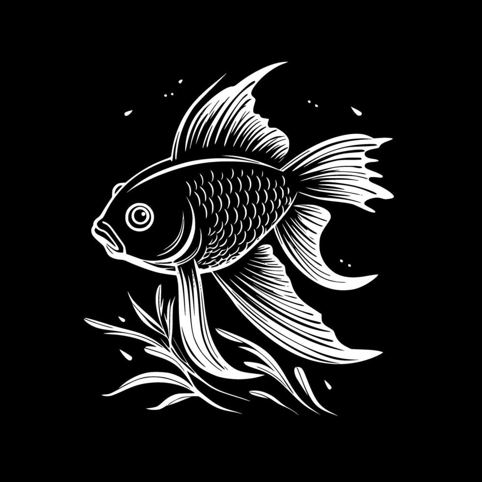 Goldfish - Black and White Isolated Icon - illustration vector