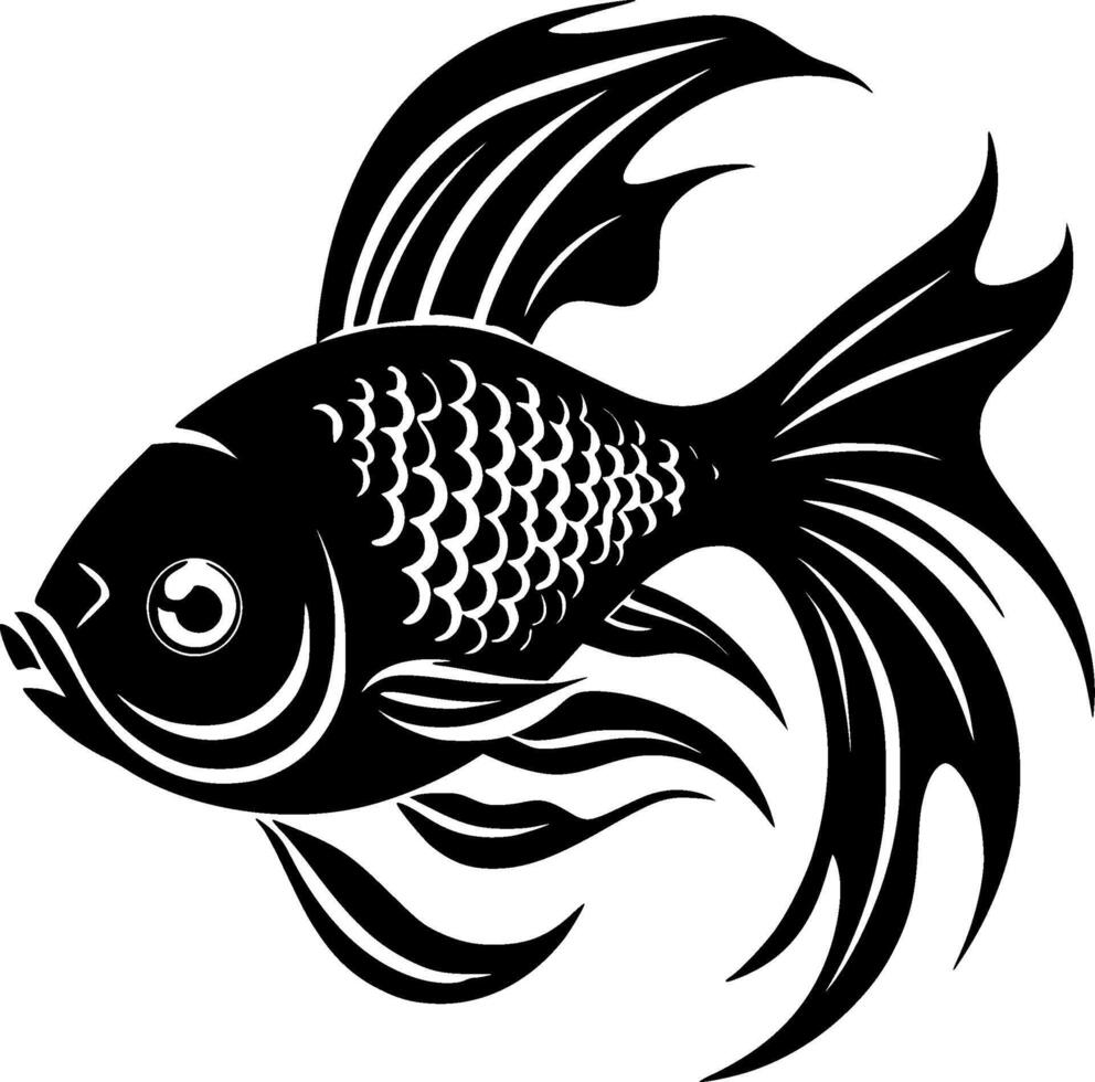 Goldfish - Black and White Isolated Icon - illustration vector