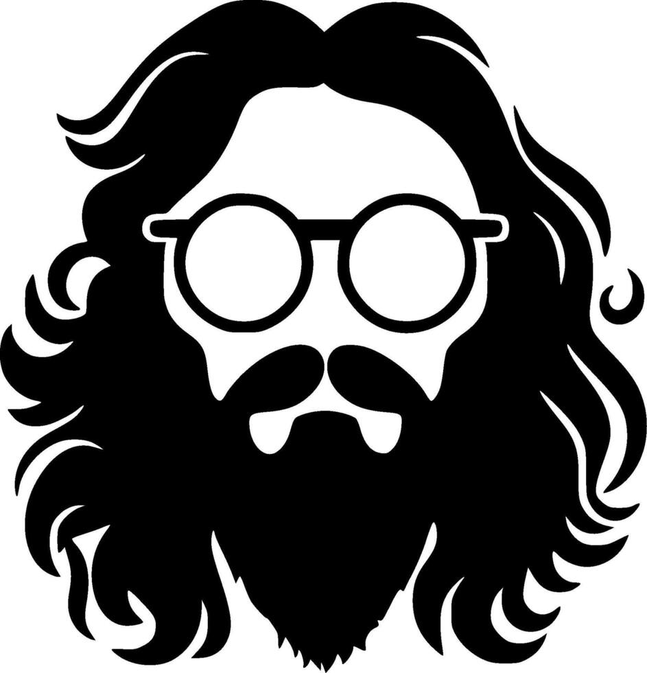 Hippie - Black and White Isolated Icon - illustration vector