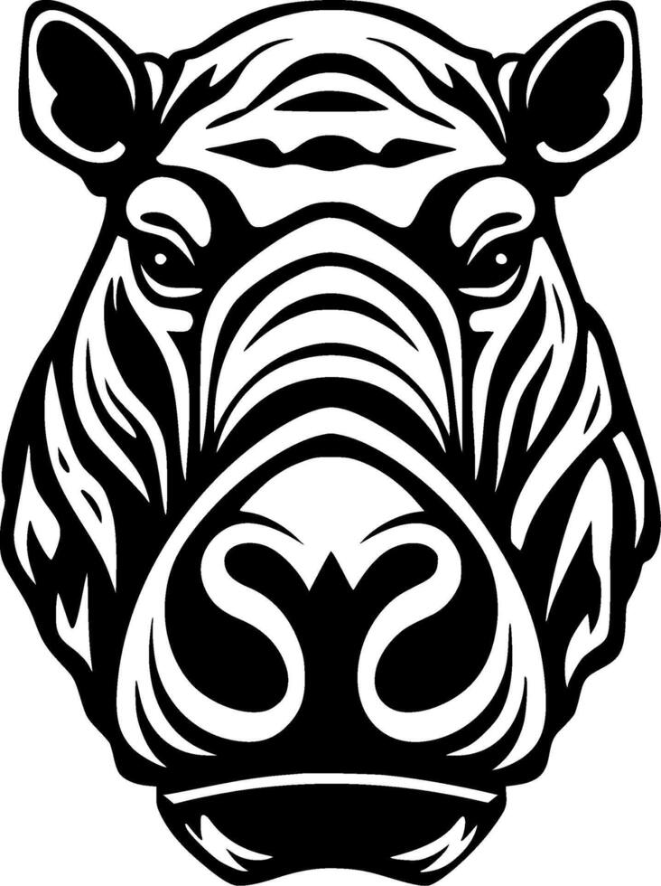 Hippopotamus, Black and White illustration vector