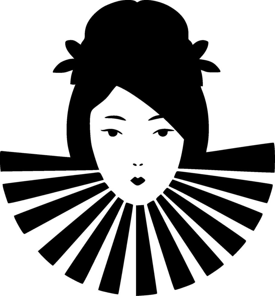 Japanese, Black and White illustration vector