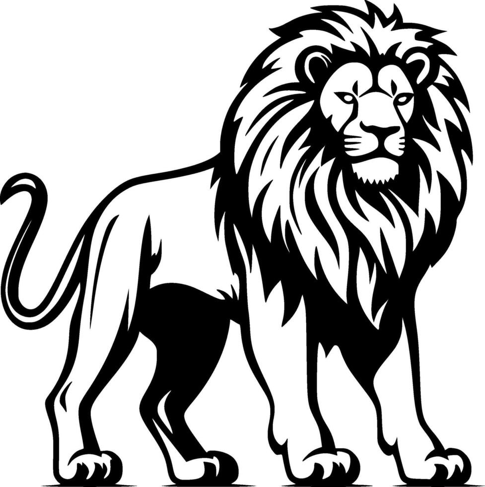 Lion, Black and White illustration vector
