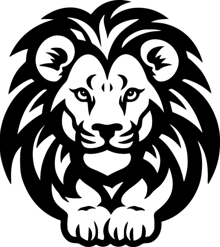 Lion Baby - Black and White Isolated Icon - illustration vector