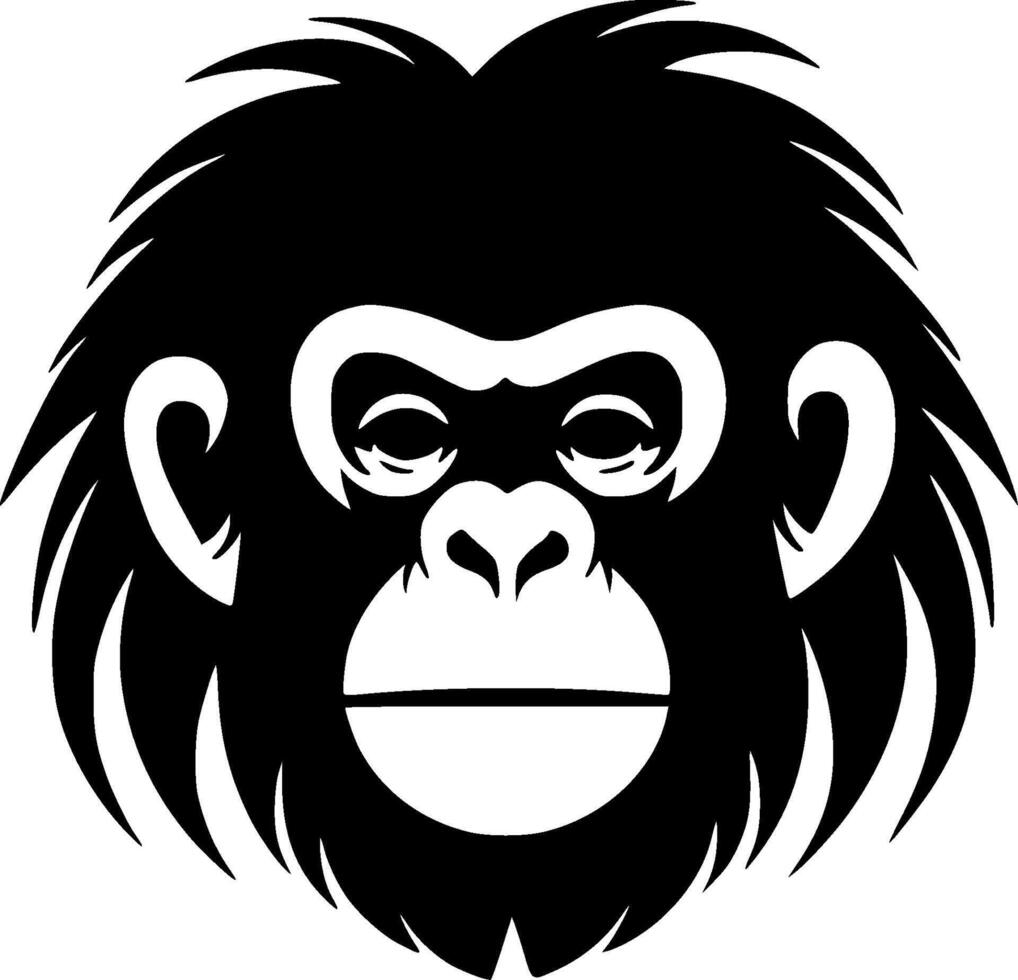 Monkey - Black and White Isolated Icon - illustration vector