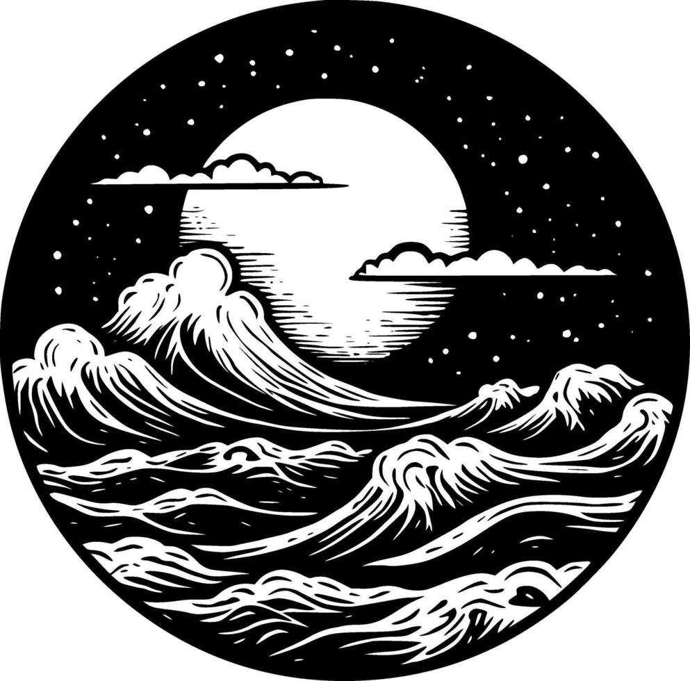 Ocean - Minimalist and Flat Logo - illustration vector