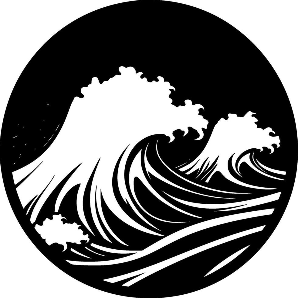 Ocean, Black and White illustration vector