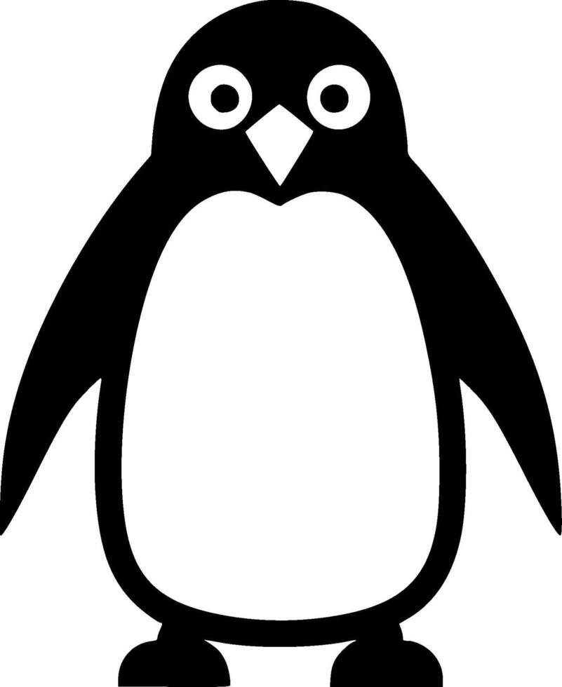 Penguin - Black and White Isolated Icon - illustration vector
