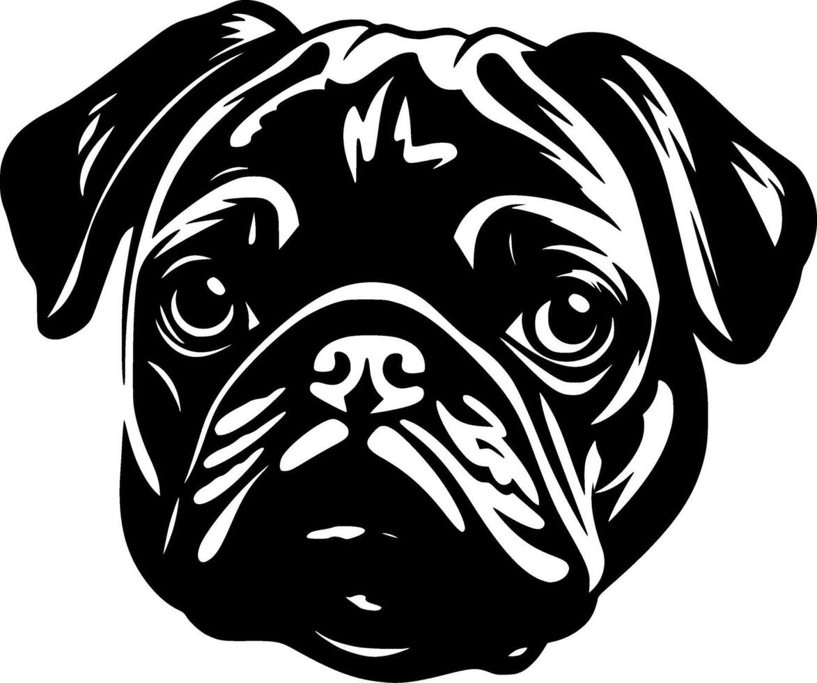 Pug - Black and White Isolated Icon - illustration vector