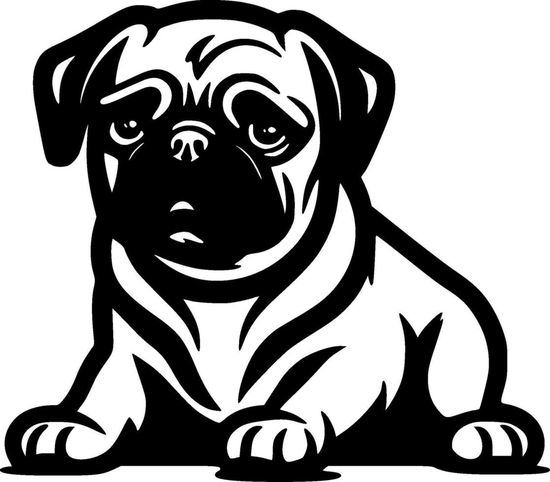 Pug - Black and White Isolated Icon - illustration vector