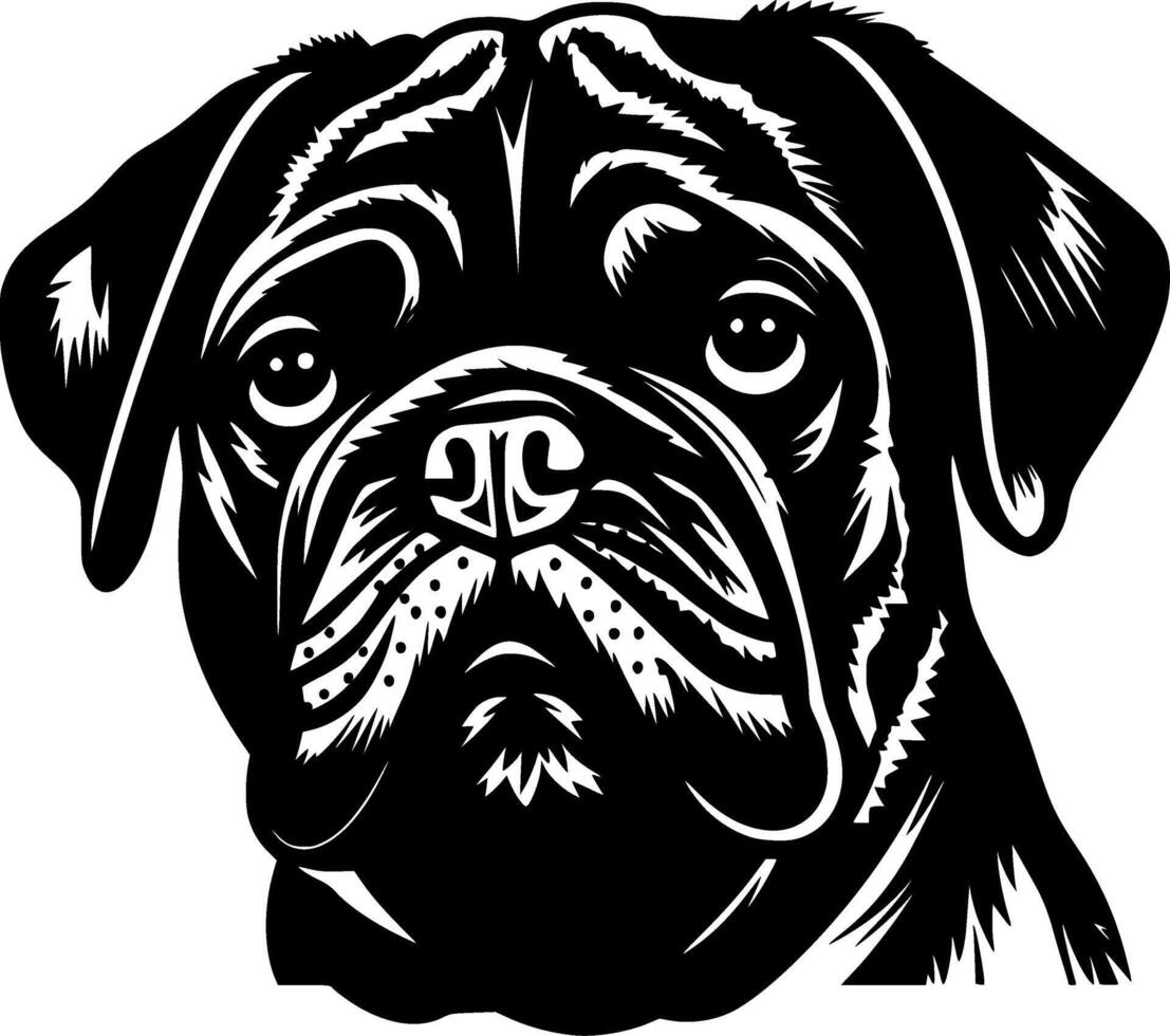 Pug - Black and White Isolated Icon - illustration vector