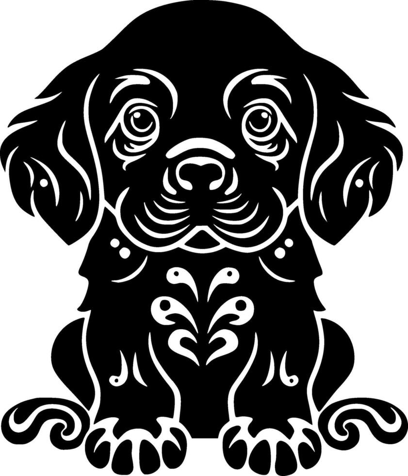 Puppy - Black and White Isolated Icon - illustration vector