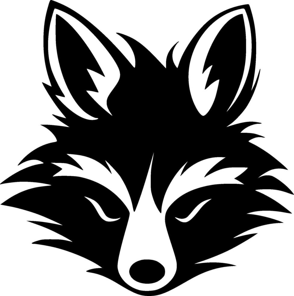 Raccoon - Black and White Isolated Icon - illustration vector