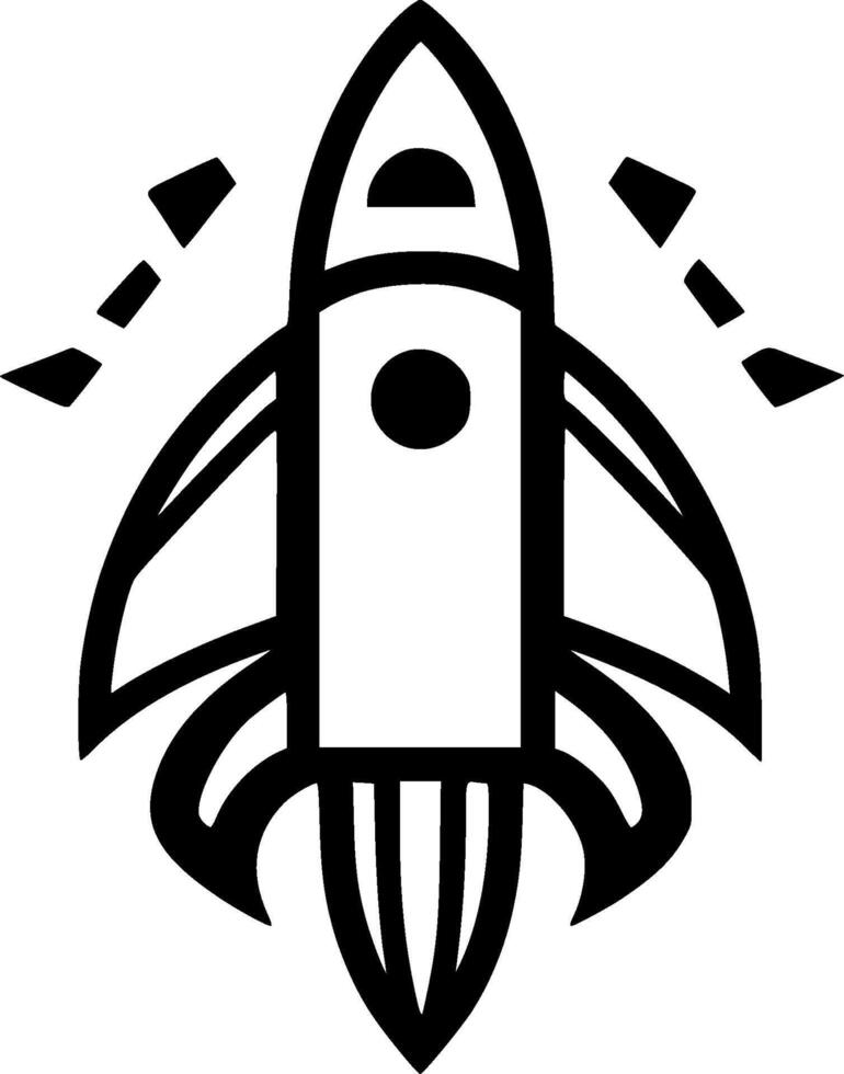 Rocket - Black and White Isolated Icon - illustration vector