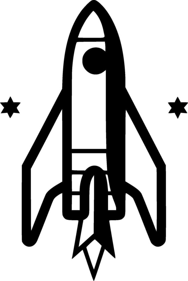 Rocket - Black and White Isolated Icon - illustration vector