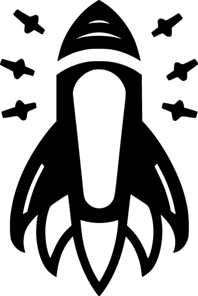 Rocket - Black and White Isolated Icon - illustration vector