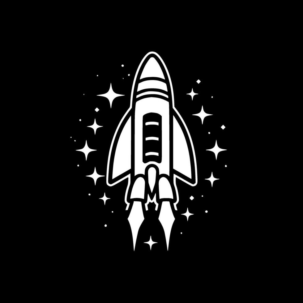 Rocket, Black and White illustration vector