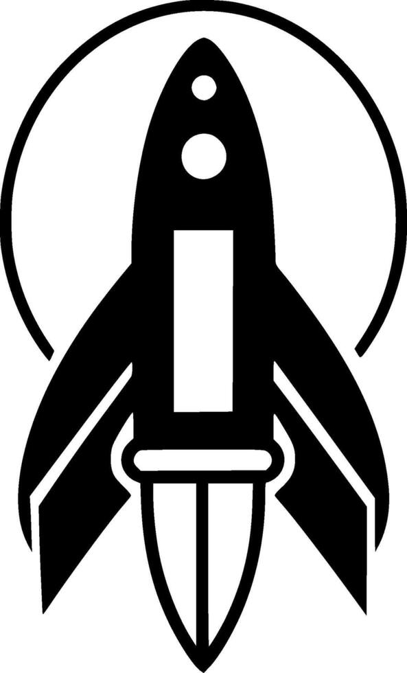 Rocket, Black and White illustration vector
