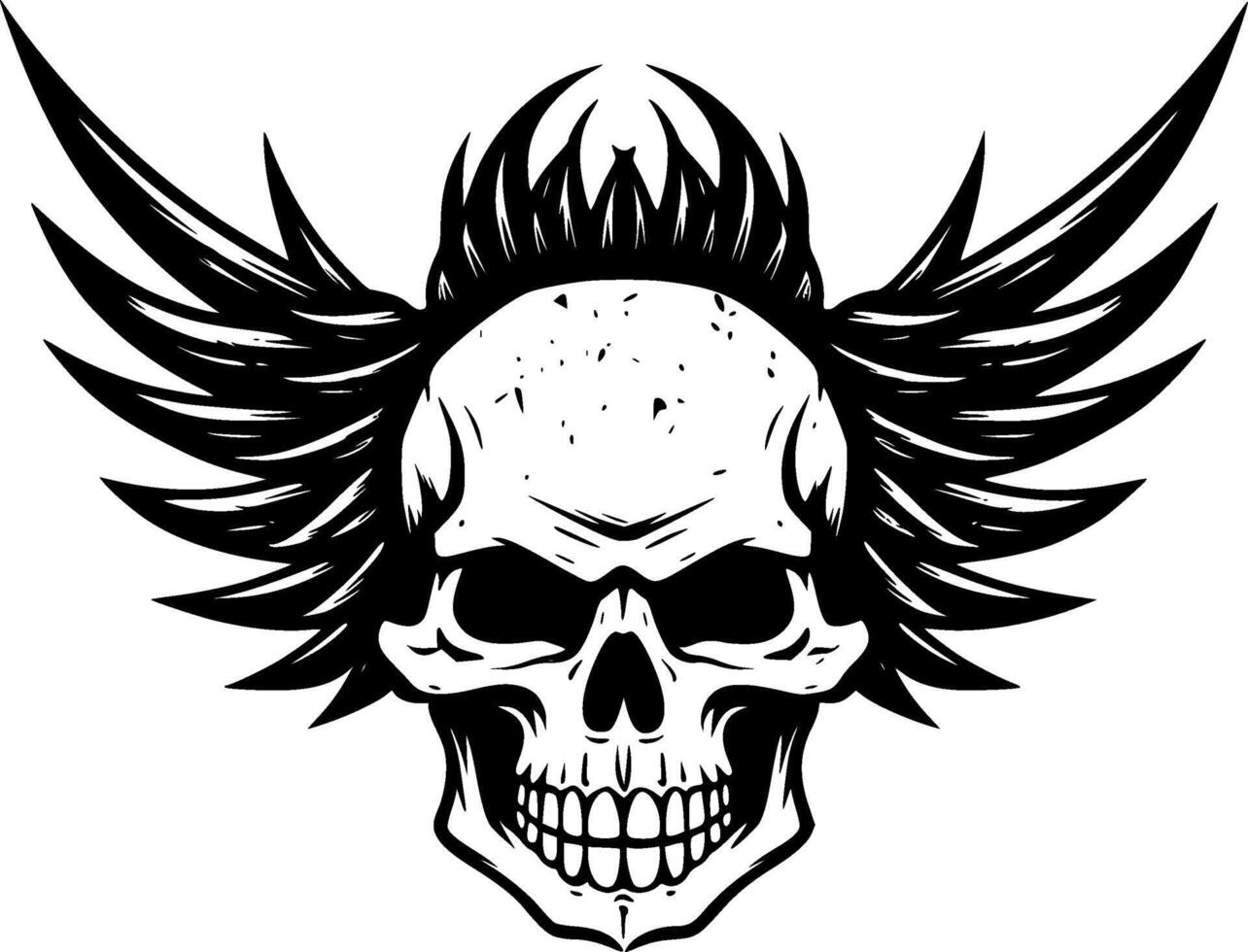 Skull With Wings, Minimalist and Simple Silhouette - illustration vector