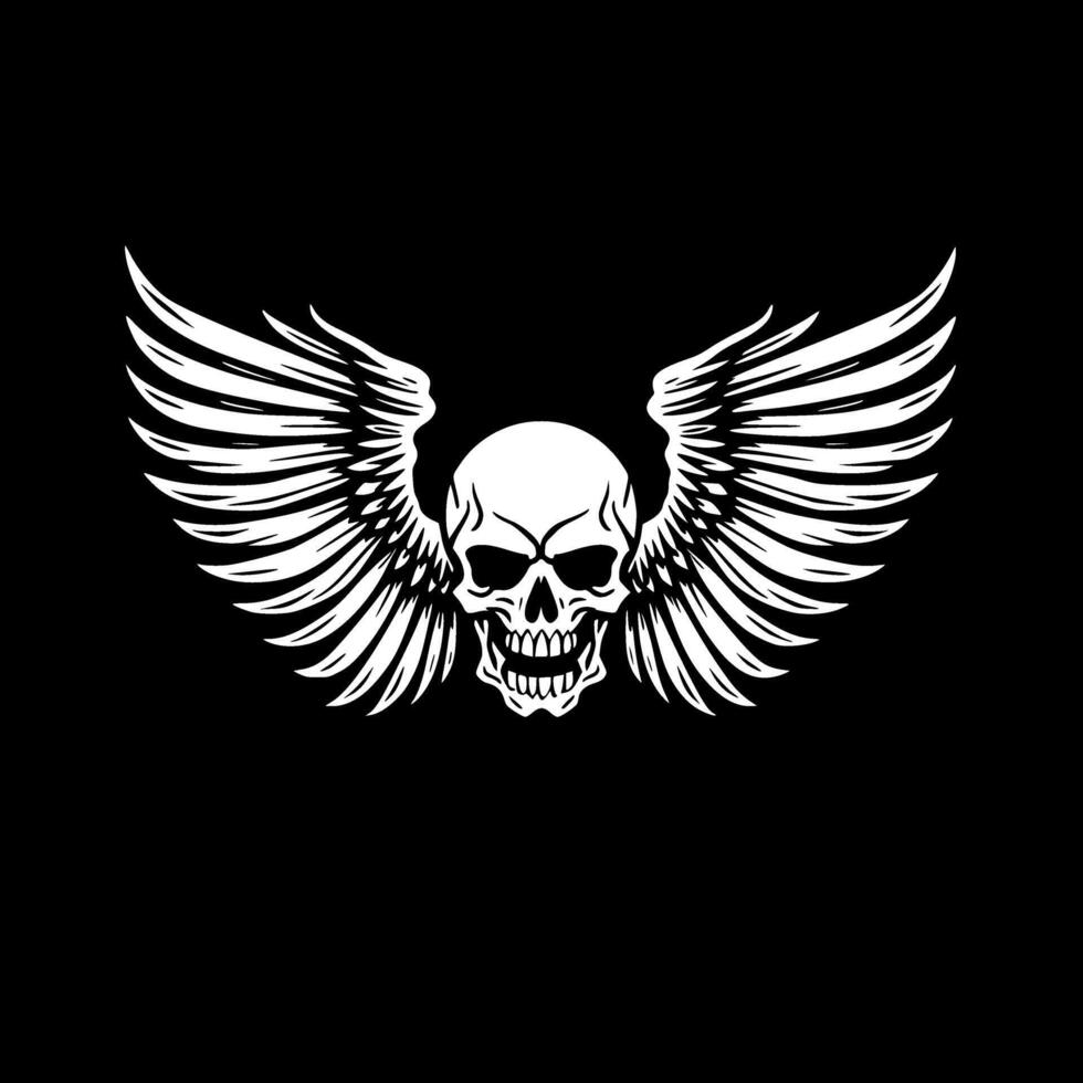 Skull With Wings, Minimalist and Simple Silhouette - illustration vector