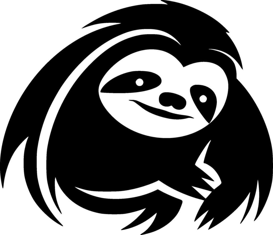 Sloth - Black and White Isolated Icon - illustration vector
