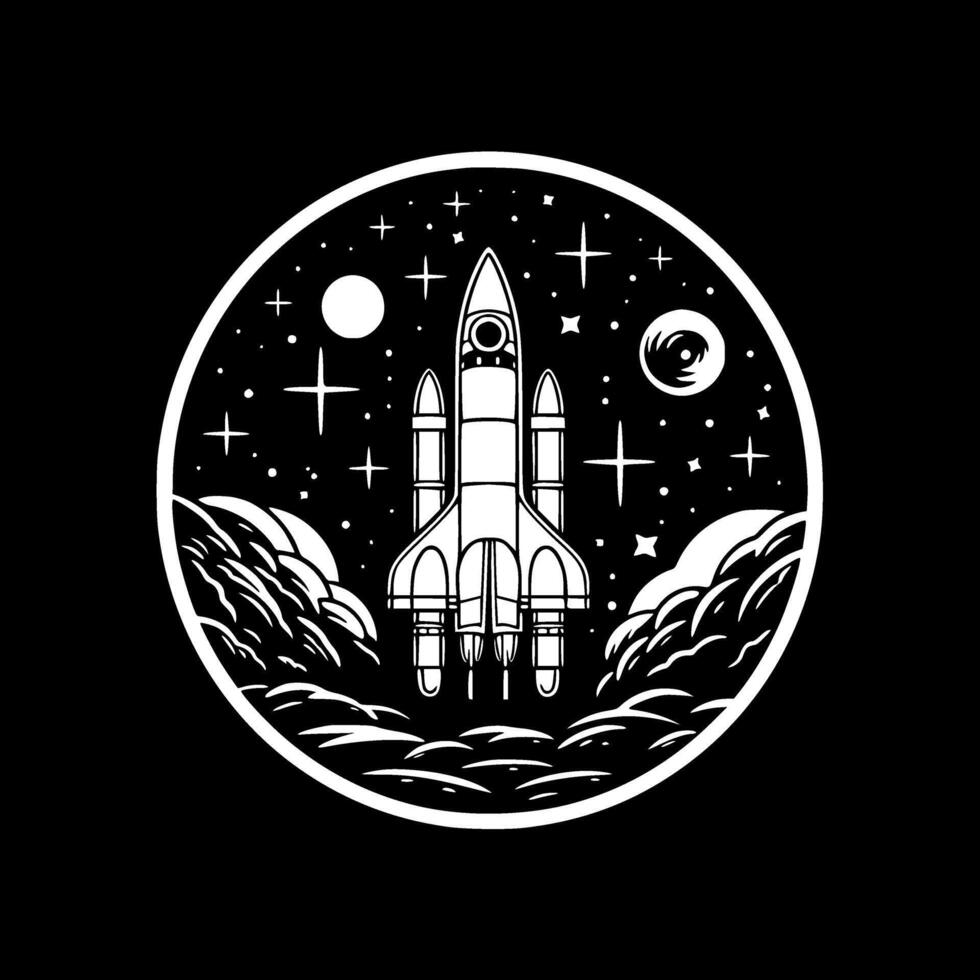 Space - Black and White Isolated Icon - illustration vector