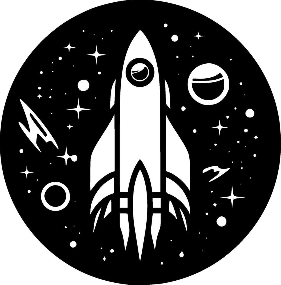 Space - Black and White Isolated Icon - illustration vector