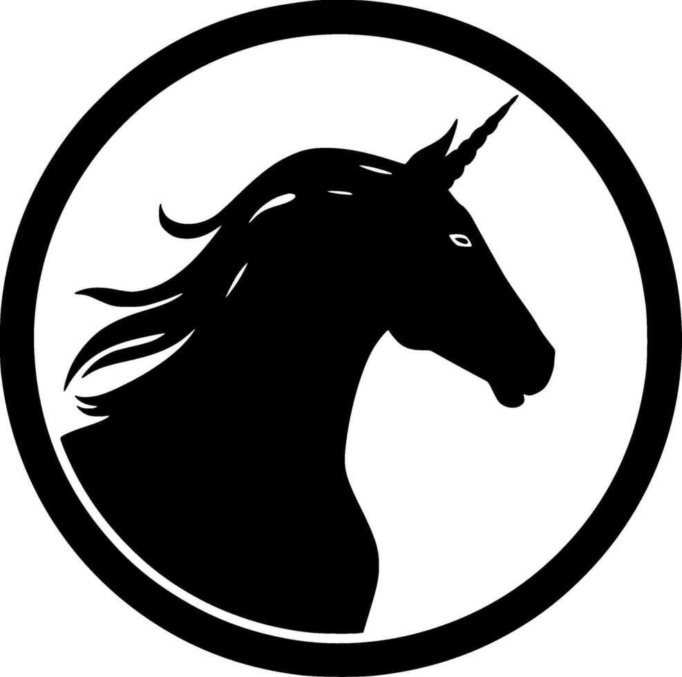 Unicorn - Black and White Isolated Icon - illustration vector