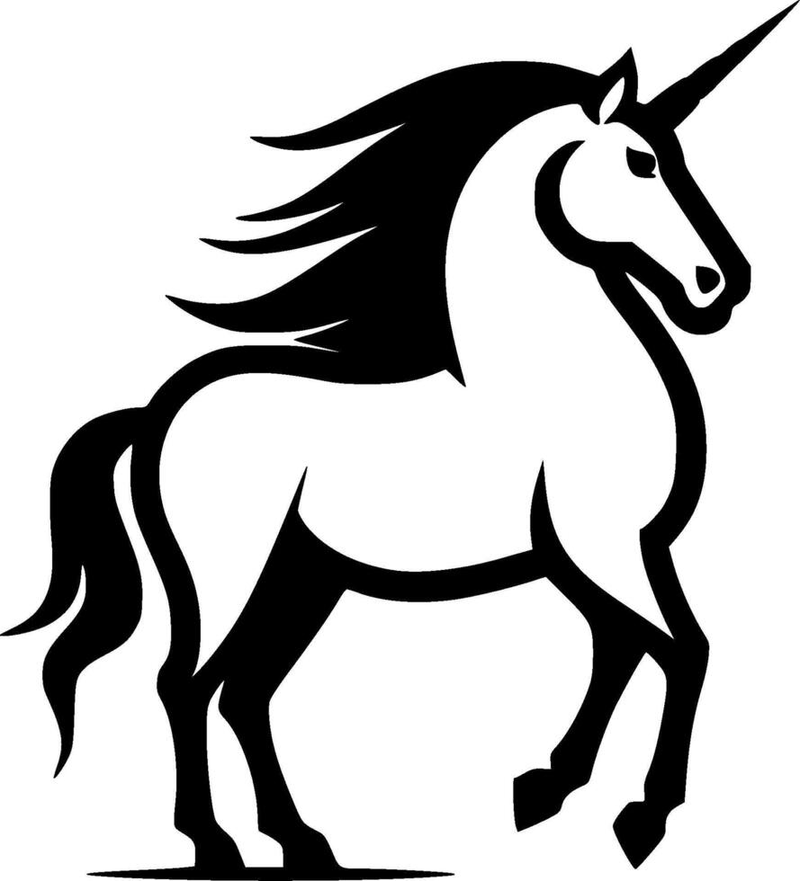 Unicorn - Black and White Isolated Icon - illustration vector