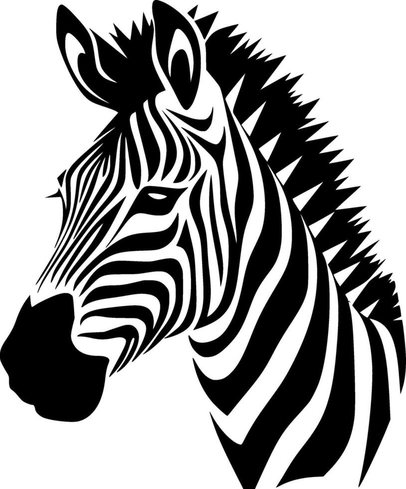 Zebra - Black and White Isolated Icon - illustration vector