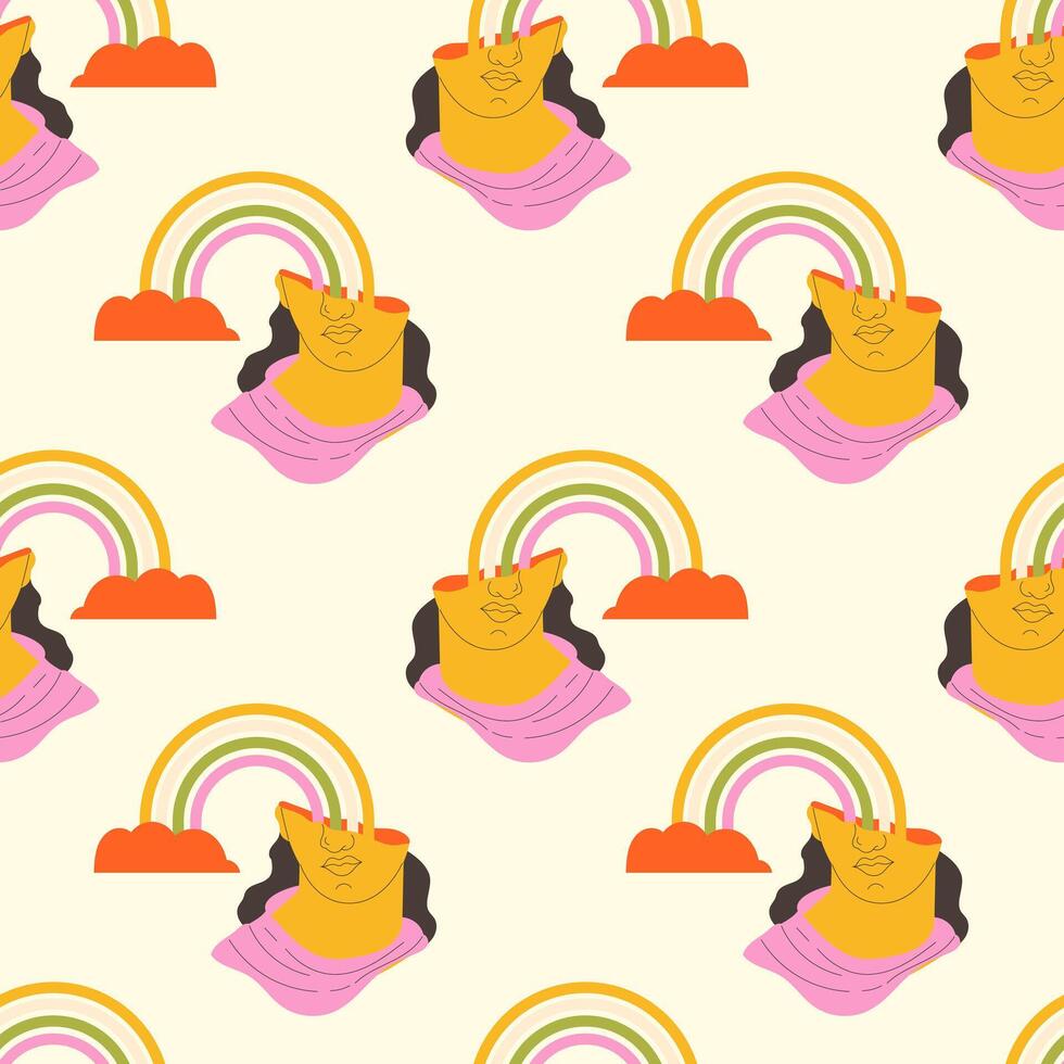 surrealism geometric pattern. Abstract seamless pattern with sculpture vector