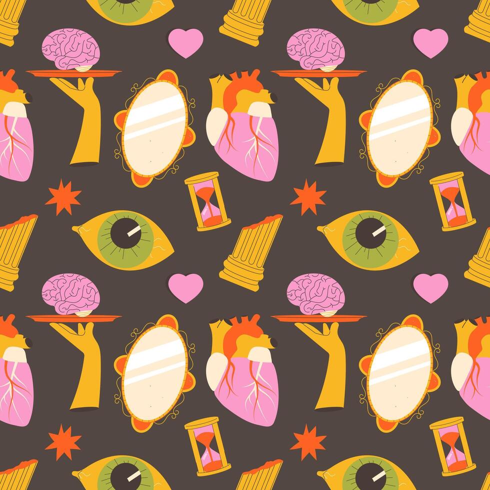 surrealism geometric pattern. Abstract psychedelic seamless pattern vector