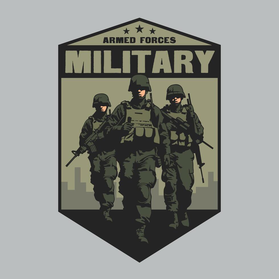 Army Soldier Military Special Forces vintage badge logo vector