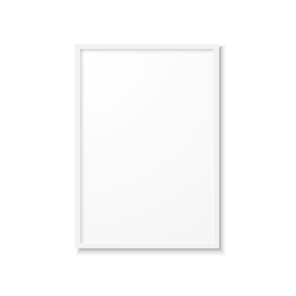 Realistic image frame with gray border and shadow. Isolated on white background. Minimalistic geometric design. Empty space for your content. Can be used like mockup, template, poster, card etc vector