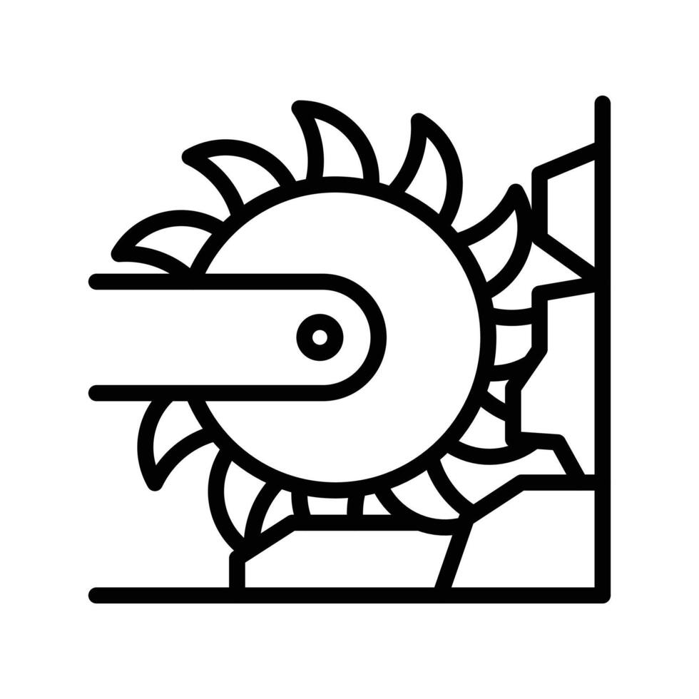 bucket wheel excavator icon black and white sign vector