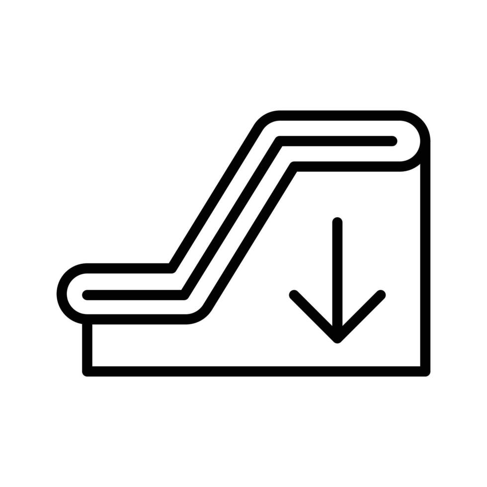 Escalator down icon black and white sign vector